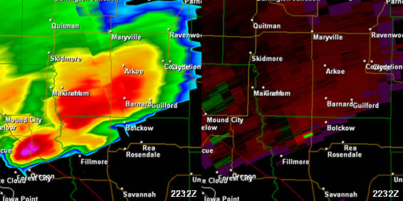 Radar of the storm at 2232Z