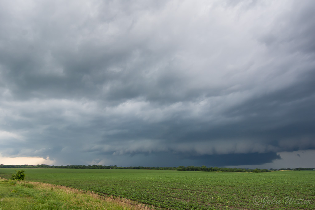 Supercell just getting going good.  I was near Big Bend City, MN.  A tornado touched down about 5 minutes before this back in there somewhere.